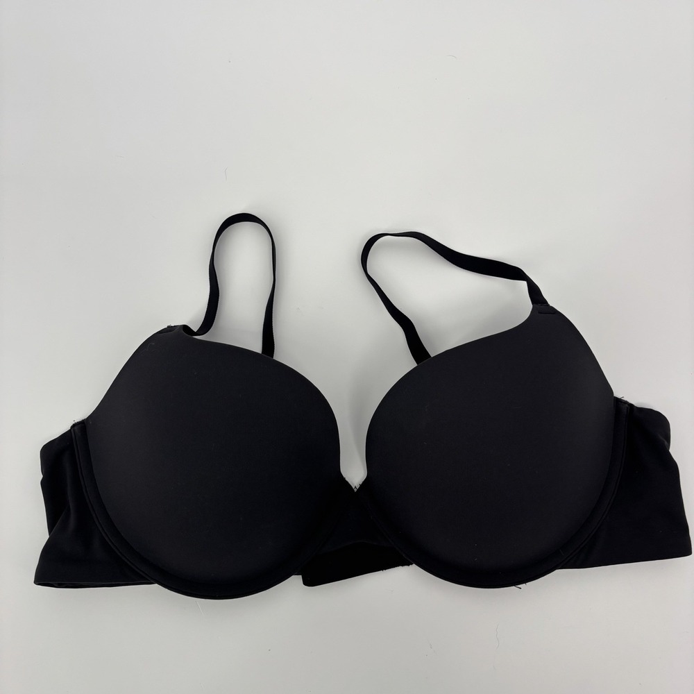 Skims Fits Everybody T Shirt Demi Bra Black Womens Size 38B Slight Push Up - Picture 1 of 5